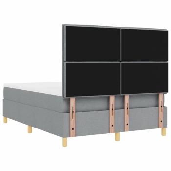LED Boxspringbett mit Matratze Hellgrau 140 x 190 cm Stoff