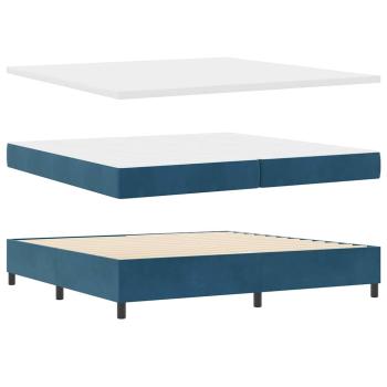 LED Boxspringbett mit Matratze Dunkelblau 200 x 200 cm Stoff