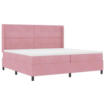 Boxspringbett mit Matratze mit LED Rosa 200 x 200 cm Samt