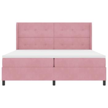 Boxspringbett mit Matratze mit LED Rosa 200 x 200 cm Samt