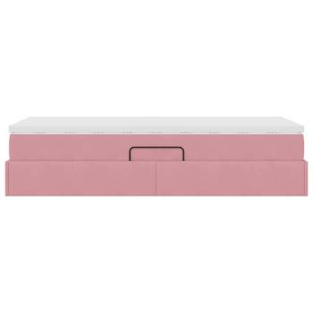Aufbewahrungsbett mit Matratze Rosa 100 x 200 cm Samt