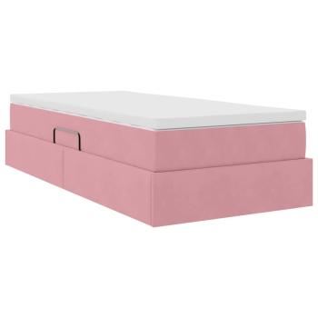 Aufbewahrungsbett mit Matratze Rosa 100 x 200 cm Samt