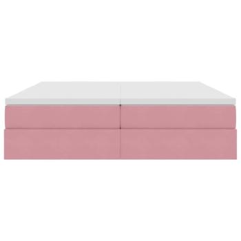 Aufbewahrungsbett mit Matratze Rosa 200 x 200 cm Samt
