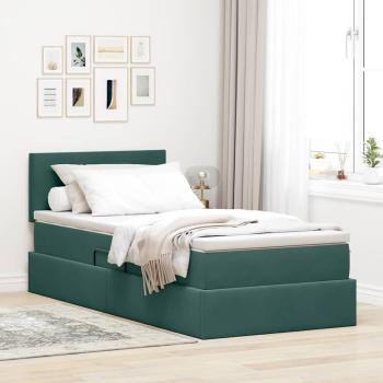 ARDEBO.de - LED-Speicherbett mit Matratze Dunkelgrün 100 x 200 cm Samt