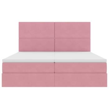 Aufbewahrungsbett mit Matratze Rosa 200 x 200 cm Samt