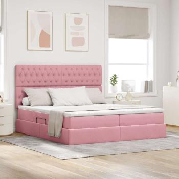 ARDEBO.de - Aufbewahrungsbett mit Kopfteil Rosa 200 x 200 cm Samt