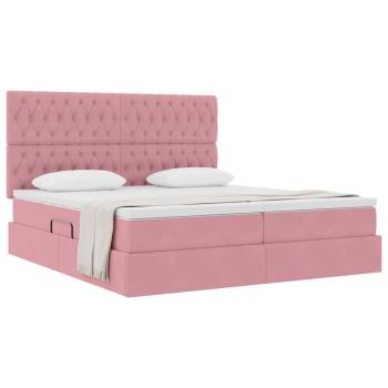 Aufbewahrungsbett mit Kopfteil Rosa 200 x 200 cm Samt