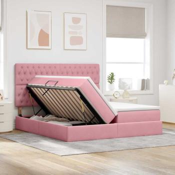 Aufbewahrungsbett mit Kopfteil Rosa 200 x 200 cm Samt
