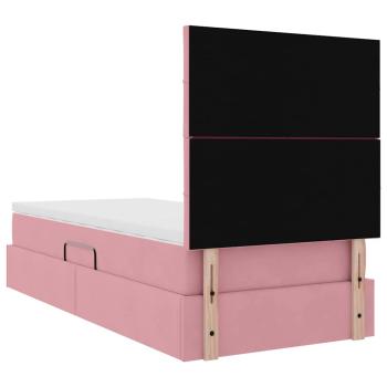 Bett mit Stauraum und LED mit Matratze Rosa 100 x 200 cm Samt