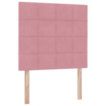 Bett mit Stauraum und LED mit Matratze Rosa 100 x 200 cm Samt