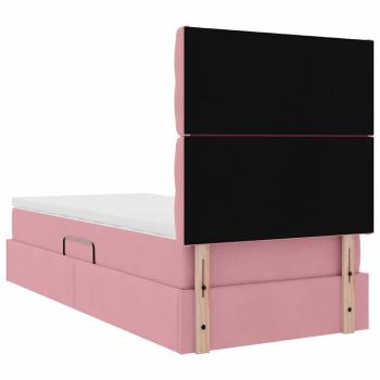 Bett mit Stauraum und LED mit Matratze Rosa 100 x 200 cm Samt