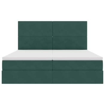 Bett mit LED-Lichtleisten Dunkelgrün 200 x 200 cm Samt