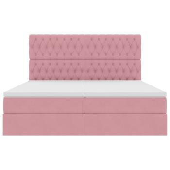 Bett mit LED-Lichtleisten mit Kopfteil Rosa 200 x 200 cm Samt