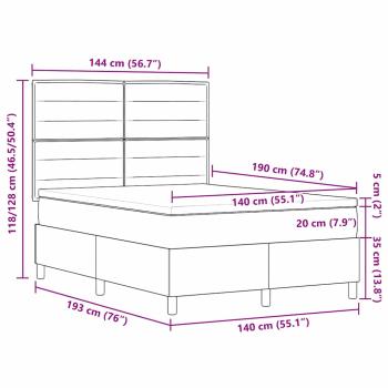 Boxspringbett mit Matratze Creme 140 x 190 cm Stoff