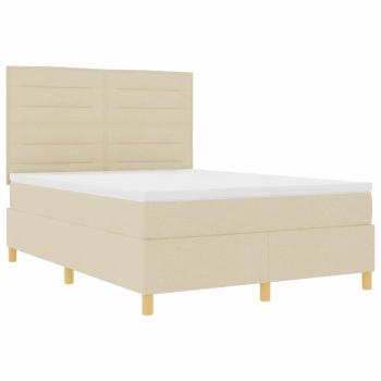 Boxspringbett mit Matratze Creme 140 x 190 cm Stoff