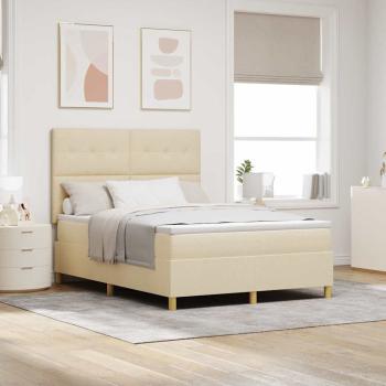 ARDEBO.de - Boxspringbett mit Matratze Creme 140 x 190 cm Stoff