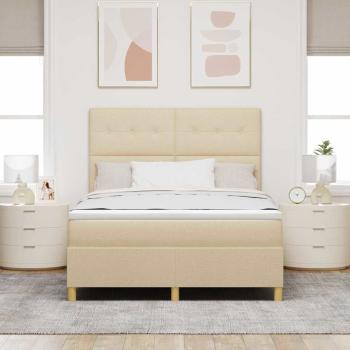 Boxspringbett mit Matratze Creme 140 x 190 cm Stoff