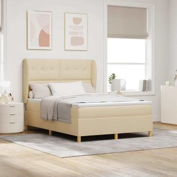 ARDEBO.de - Boxspringbett mit Kopfteil Creme 190 x 140 cm Stoff