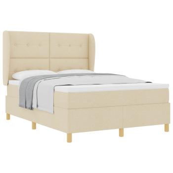 Boxspringbett mit Kopfteil Creme 190 x 140 cm Stoff