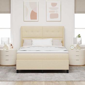 Boxspringbett mit Matratze Creme 140 x 190 cm Stoff