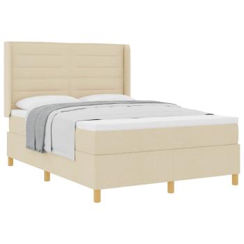 Boxspringbett mit Matratze Creme 140 x 190 cm Stoff