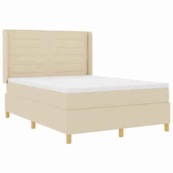 Boxspringbett mit Matratze Creme 140 x 190 cm Stoff