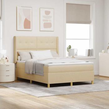 ARDEBO.de - Boxspringbett mit Kopfteil Creme 140 x 190 cm Stoff