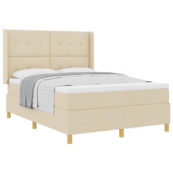 Boxspringbett mit Kopfteil Creme 140 x 190 cm Stoff