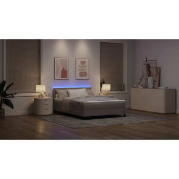 Boxspringbett mit Matratze mit LED Taupe 140 x 200 cm Stoff