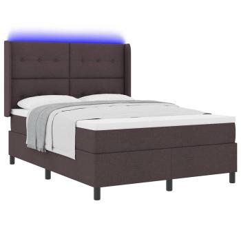 LED Boxspringbett mit Matratze Dunkelbraun 140 x 190 cm Stoff