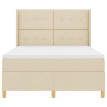 Boxspringbett mit Matratze Creme 140 x 190 cm Stoff
