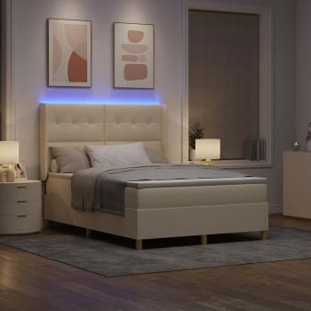 Boxspringbett mit Matratze Creme 140 x 190 cm Stoff