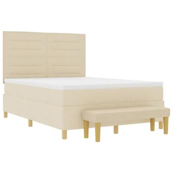 Boxspringbett mit Matratze Creme 140 x 190 cm Stoff