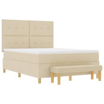 Boxspringbett mit Matratze Creme 140 x 190 cm Stoff