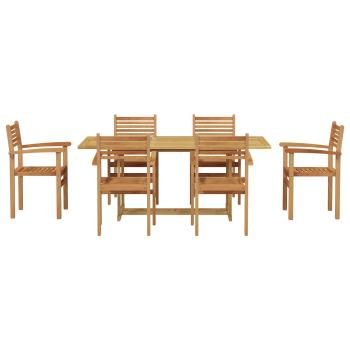 Garten Essgruppe 7 pcs Braun Massivholz Teak