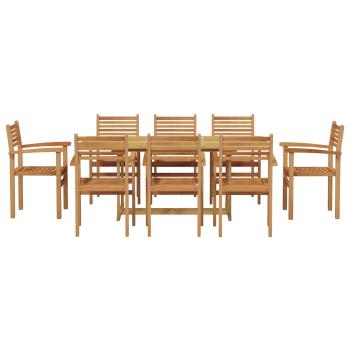 Garten Essgruppe 9 pcs Braun Massivholz Teak