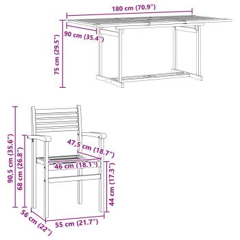Garten Essgruppe 9 pcs Braun Massivholz Teak