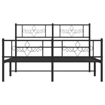 Metallbett ohne Matratze mit Fußteil Schwarz 160x200 cm
