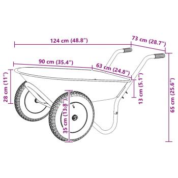 Schubkarre Silber und Schwarz 124 x 73 x 65 cm Stahl