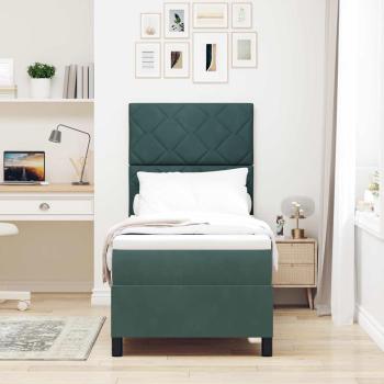 LED Boxspringbett mit Matratze Dunkelgrün 80 x 200 cm Stoff