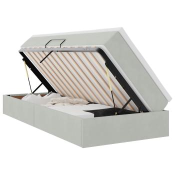 ARDEBO.de - Aufbewahrungsbett mit Matratze Hellgrau 90 x 190 cm Samt