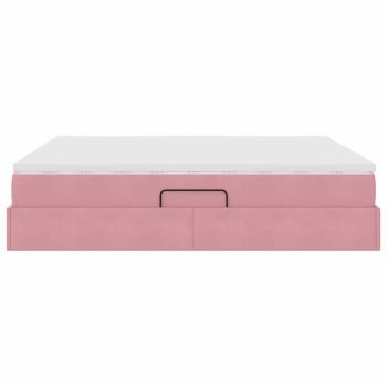 Aufbewahrungsbett mit Matratze Rosa 180 x 200 cm Samt