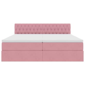 Aufbewahrungsbett mit Matratze mit Kopfteil Rosa 90 x 200 cm