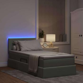 Bett mit Stauraum und LED mit LED Hellgrau 90 x 190 cm Samt
