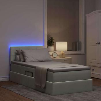 LED-Speicherbett mit Matratze Hellgrau 90 x 190 cm Samt