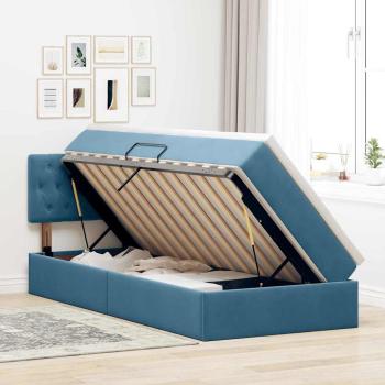 LED-Speicherbett mit Matratze Dunkelblau 90 x 200 cm Samt