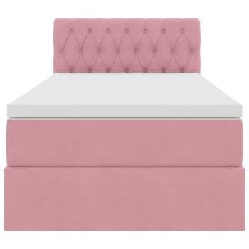 Bett mit Stauraum und LED mit Matratze Rosa 90 x 200 cm Samt