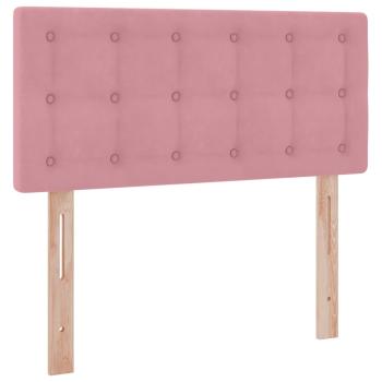 ARDEBO.de - Bett mit Stauraum und LED mit Matratze Rosa 90 x 200 cm Samt