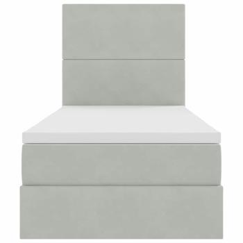 Bett mit Stauraum und LED mit LED Hellgrau 90 x 190 cm Samt