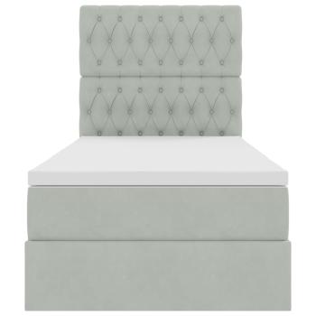 Bett mit Stauraum und LED mit LED Hellgrau 90 x 190 cm Samt